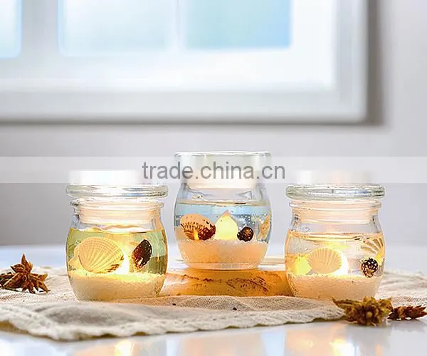 Coastal Motif Mini Glass Jar Candles With Gel Wax Inside