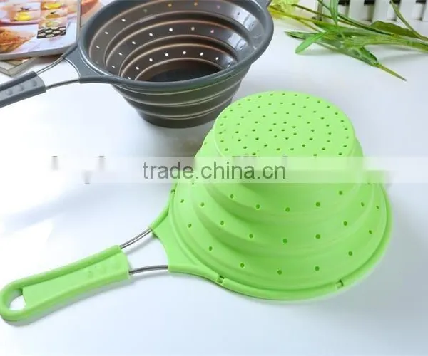 Silicone Foldable Colander Kitchen Tools Strainers Colanders Collapsible photo-3