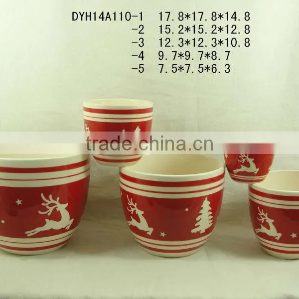 Various Sizes Ceramic Flower Pot With X-mas Looks photo-3