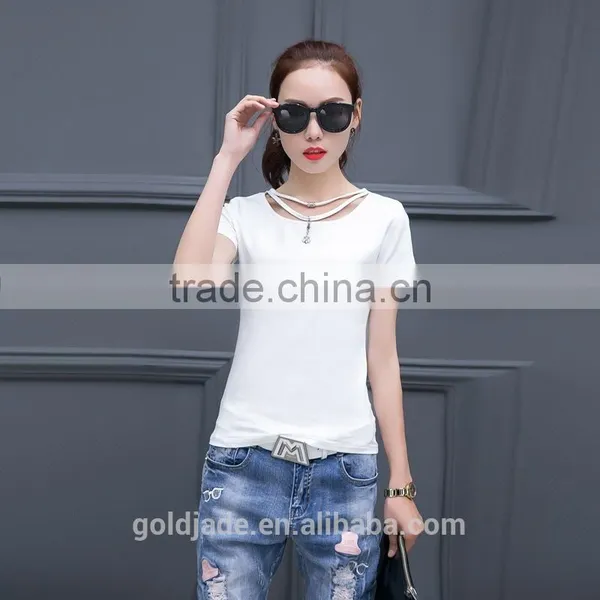 New Casual Women Blank T Shirt Customized New Fashion Design Girls t Shirt photo-4