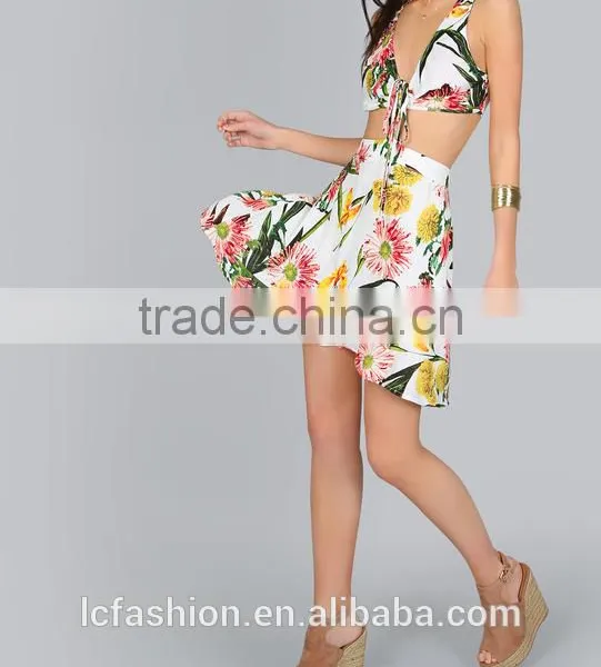 Sexy Summer Beach Print Crop Top and Skirt Wholesale Ladies Summer Beach Clothing photo-6