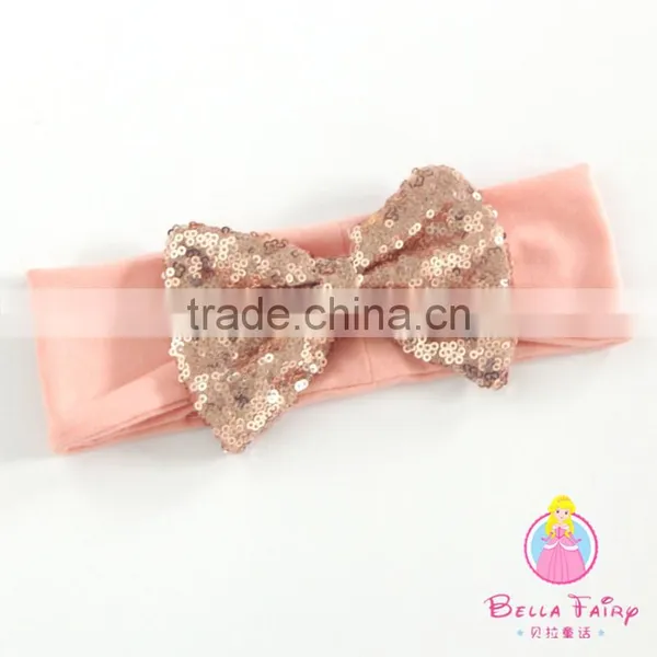 Baby Headband Stripes Fabric With Sequin Bows Headbands for Babies photo-4