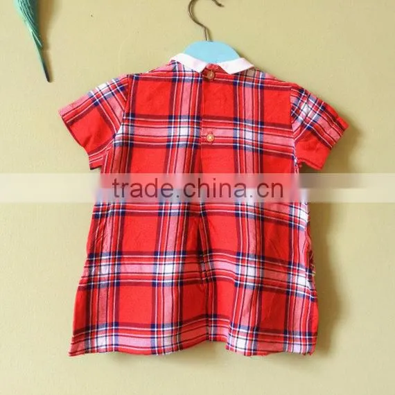 2017 Wholesale Kids Boutique Clothing Red Plaid Baby Clothes Latest Dress Frocks Designs Summer Dress photo-4
