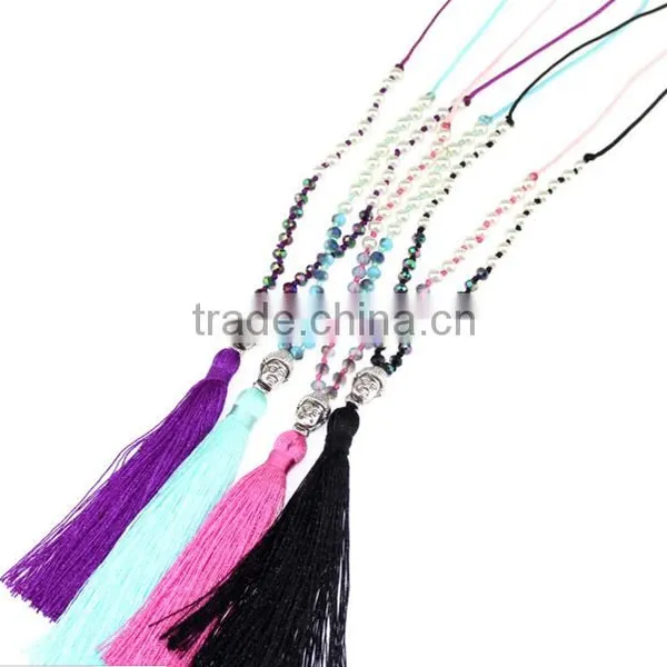Fashion Long Hand Knotted Druzy Tassel Necklace, Druzy Beaded Neckalce photo-4
