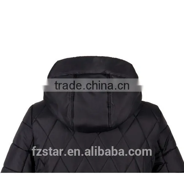 Women's Winter Hooded Black Long Padded Jacket Long Coat W1130 photo-5