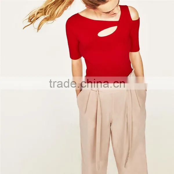 Custom Design Comfortable Slacks for Women With Pleated Elastic Waistband photo-3
