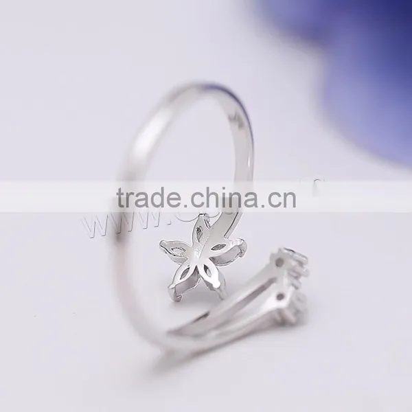 Cubic Zirconia Sterling Silver Flower Fashion Ring Finger Rings Photos Fashion Couples Finger Ring photo-2
