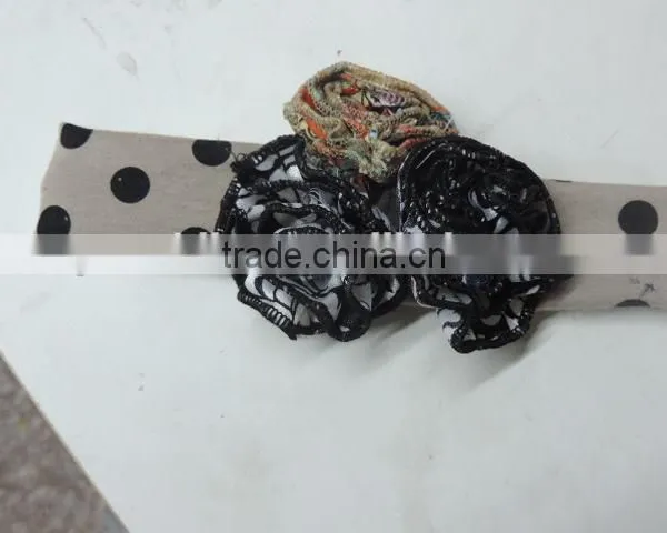 4th of July Flower Hairband Polka Dot Boutique Elastic Headband Baby Girl Cotton Hairwear Wholesale photo-3