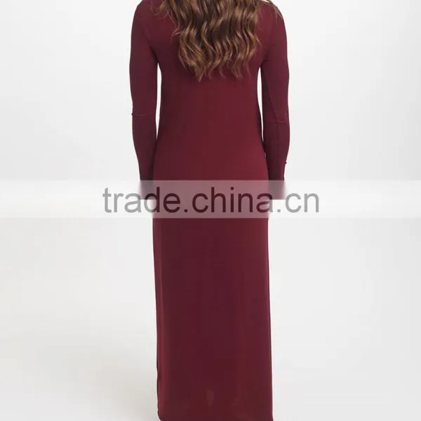 Newest Maternity Dresses With Burgundy Maternity Side-Slit Maxi Dress Fashion Women Clothing WD80817-19 photo-2