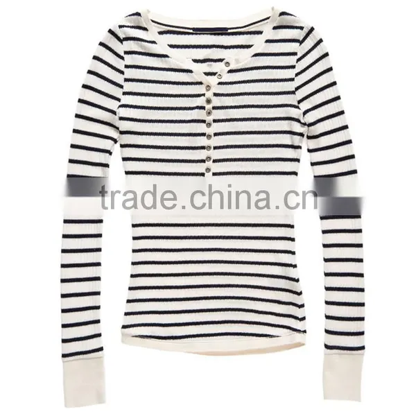 2016 China Manufacturer Shandao Latest Casual Style Autumn Long Sleeve Bodycon Striped Knit Cotton Women Fashion Tops photo-6