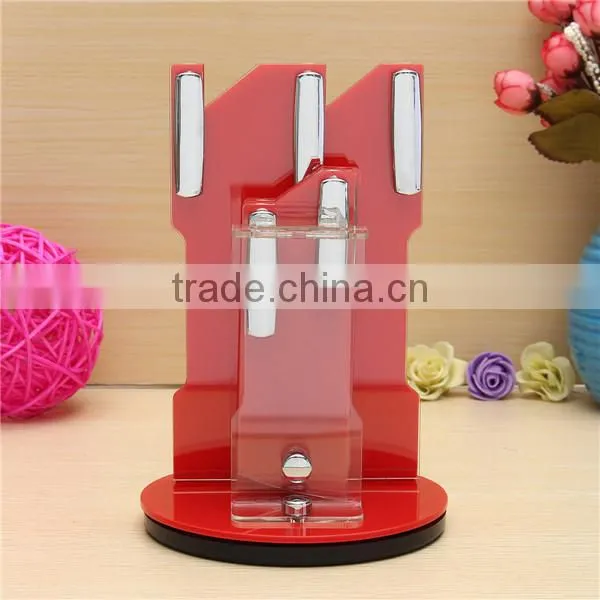 New Arrival Hot Sale Useful Red Acrylic Kitchen Ceramic Knife Holder Kitchen Knife Stand Block For 3 4 5 6 Knives And Peeler photo-4