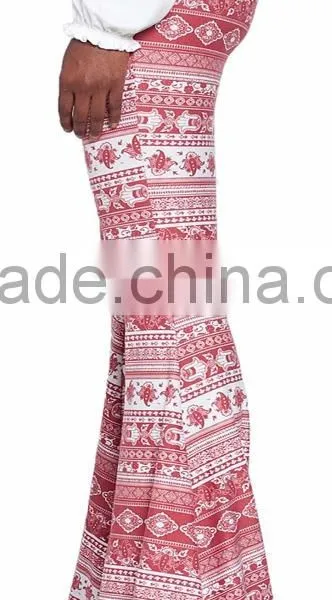 Ladies Coloful Printing Wide Leg Bell Bottom Palazzo Pants photo-3