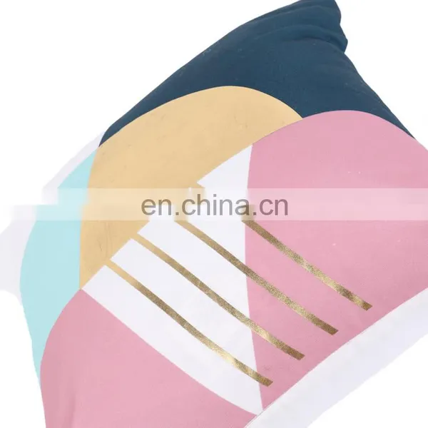 PU Patchwork Soft Geometric Print Decorative Square Throw Pillow/Cushion for Sofa Living Room photo-5