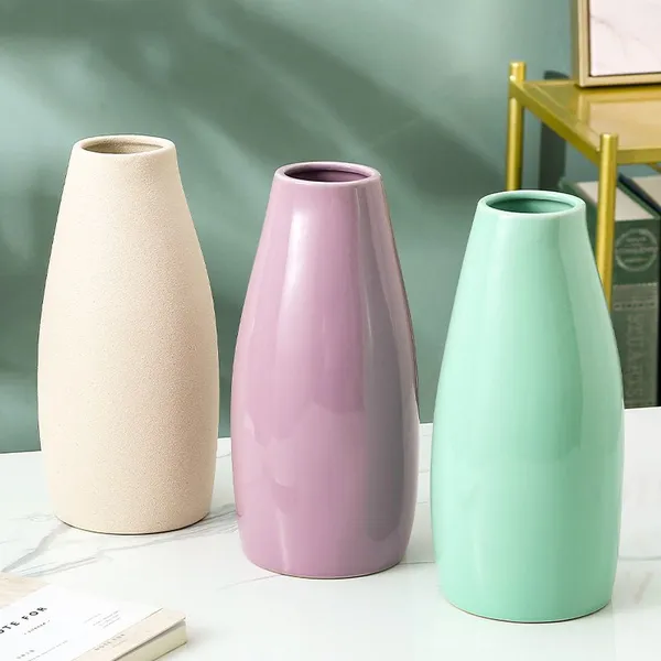 Purple Green Pink Small Fresh Nordic Style Irregular Abstract Ceramic Vase, Table Decoration Decor photo-2