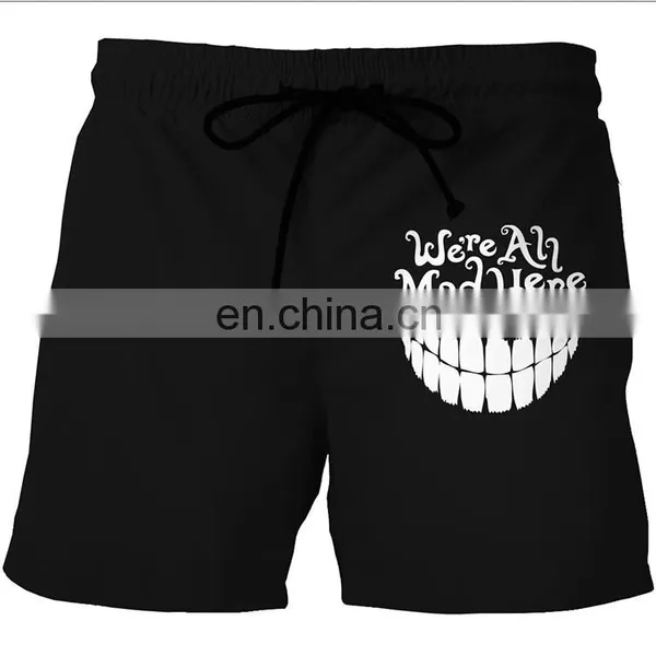 Wholesale Polyester Customized Logo Printed Men Summer Beach Shorts With Drawstring