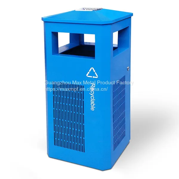 MAX-HK327 Iron Rubbish Metal Trash Bin Outdoor Commercial Trash Bins With Ashtray