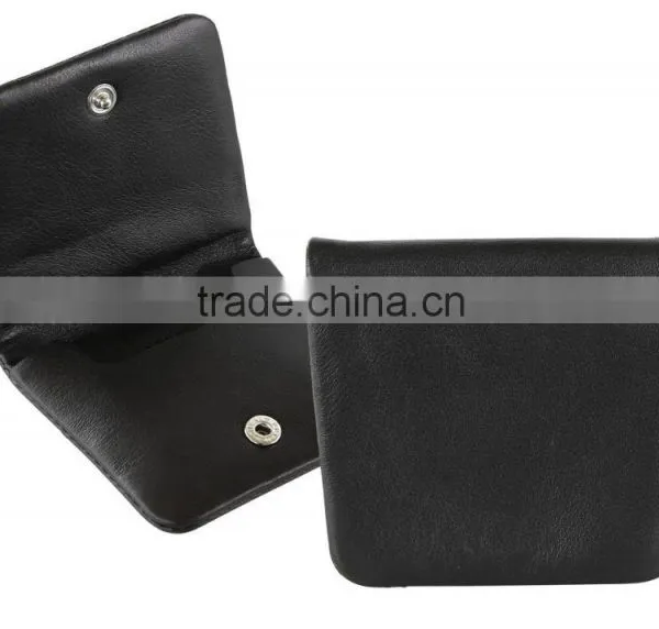 Black Soft Calf Leather Pocket Coin Holder Coin Case Coin Pouch photo-6