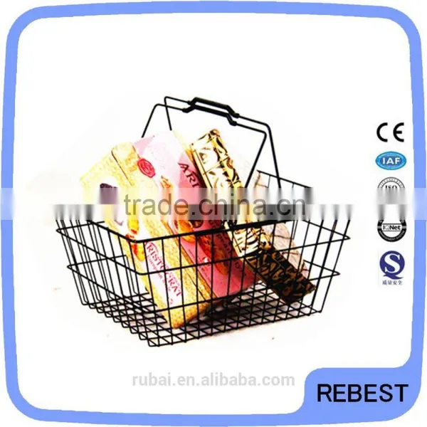 Supermarket shopping basket with handles