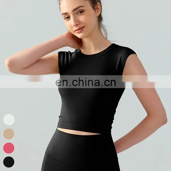 Spring Summer Twist Hollow Out Backless Sexy Sports Tank Tops Fitness Running Short Shirts Women Yoga T Shirt With Fixed Pads photo-4