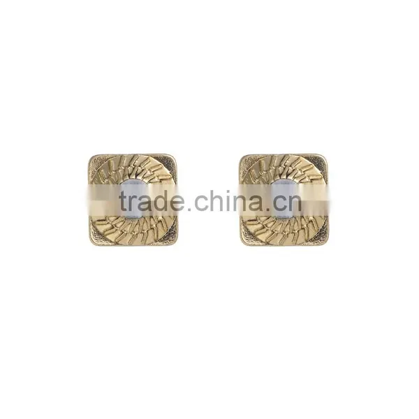 Fashion White Marble Stone Simple Gold Earring Designs for Women photo-3
