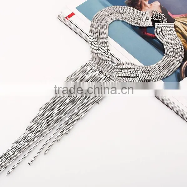 2016 New Design Luxury Statement Fashion Tassel Alloy Necklace For Women Collar photo-5