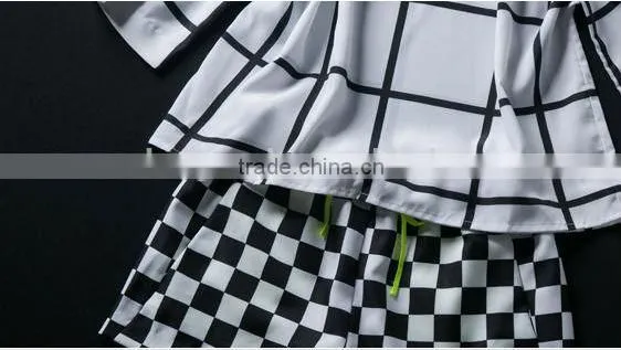 2014 New Trendy Black and White Gingham Top and Trousers for Ladies photo-3
