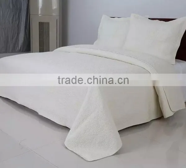 2015 New Designs,quality Hotel Plain Bedspread Bedsheets Quilt Throw Set photo-2