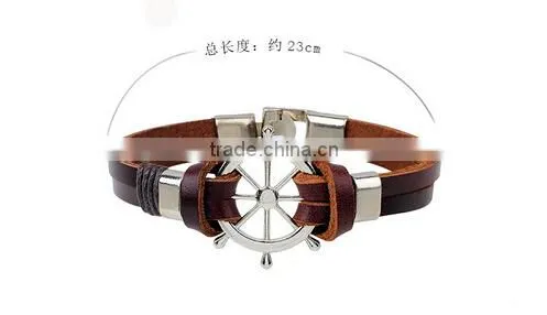 Factory Wholesale Rudder Leather Bracelet for Men/ photo-2