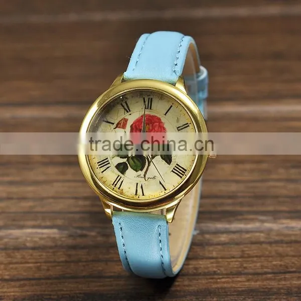 Printed Flower Watch Ladies and Girls Floral Watches Quartz Movement photo-3