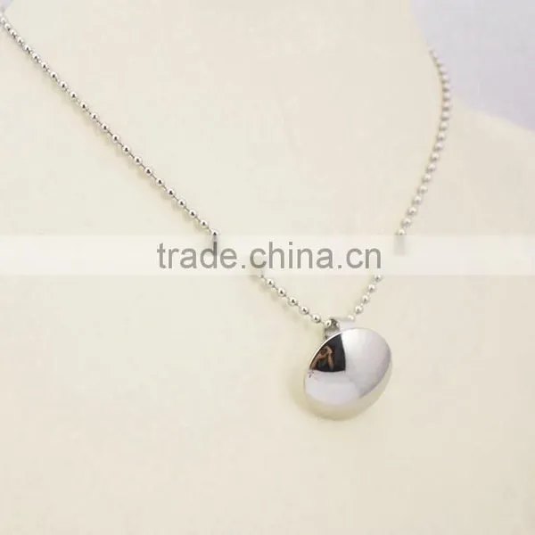 Polished Silver Round Stainless Steel Pendant Chain Necklace Jewelry photo-2