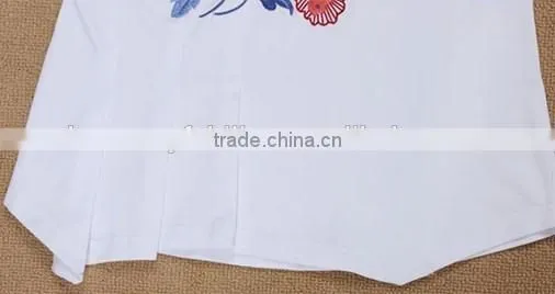 Folk Embroidery Show Thin Asymmetric Hem With Short Sleeves in Summer of Embroidery Tshirts photo-6