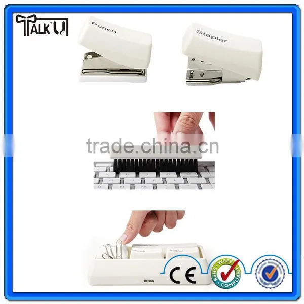 Money Saving 3 in 1 Multifuntional Keyboard Office Stationery, Useful Brush Stapler Paper Punch Office Stationery photo-5