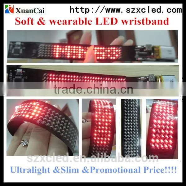 Fashion Xuancai's Soft LED Watch With Red Color LED SMD Watchband P3.6mm