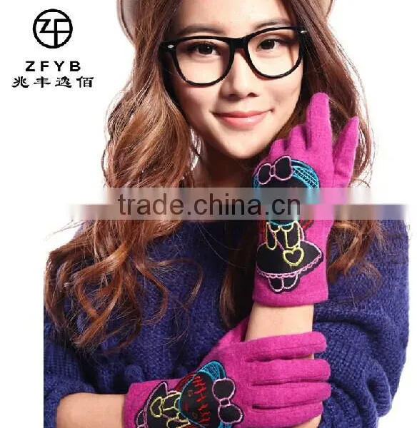 Lovely Girl Knitted Wool Gloves With 2014 New Design