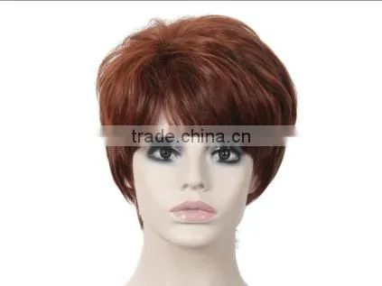 Popular Short Syntehtic Hair Wig Red Color photo-2
