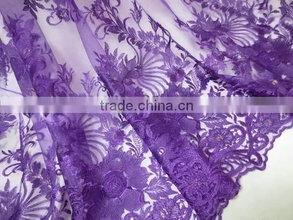 2015 African Embroidery French Lace With Beads for Ball Gown/Wedding Dress Fabric photo-5