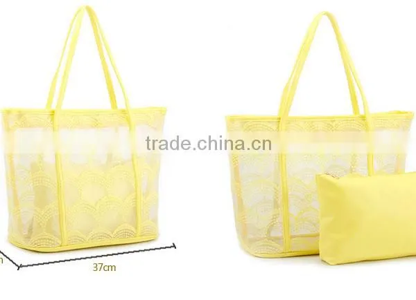 Ladies Clear PVC Handbag Lace Decoration With Mini Bag photo-4