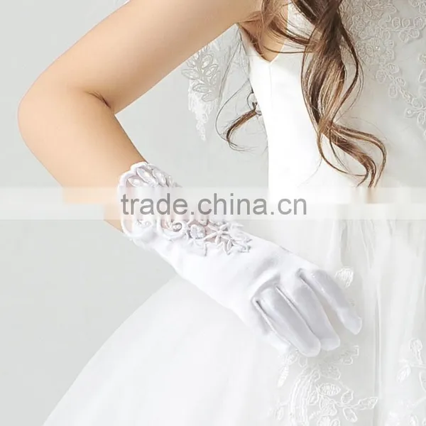 Age 4-Age14 Girls Satin Confirmation Wedding Communion Flower Girl Gloves photo-2