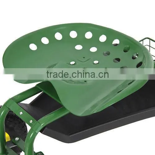 Height Adjustable Rolling Garden Seat With Four Rubber Wheels photo-2