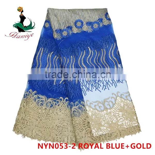 2016 Haniye Nigeria African Tulle Lace Fabric Embroidery French Net Lace Fabric for Wedding/NYN53 photo-2