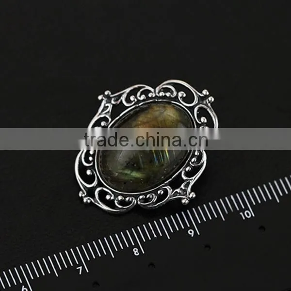 925 Sterling Sliver Vintage Style Antiqued Silver Oval Labradorite Brooch Fashion Women Brooch Jewelry 6530012 photo-4