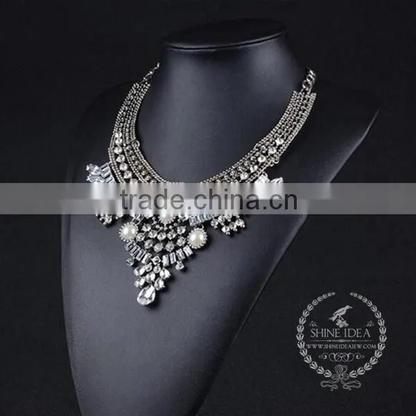 High Quality Vintage Rhinestone Chunky Statement Necklace Tin Alloy Fashion Women Pendant Necklace 6390105 photo-3