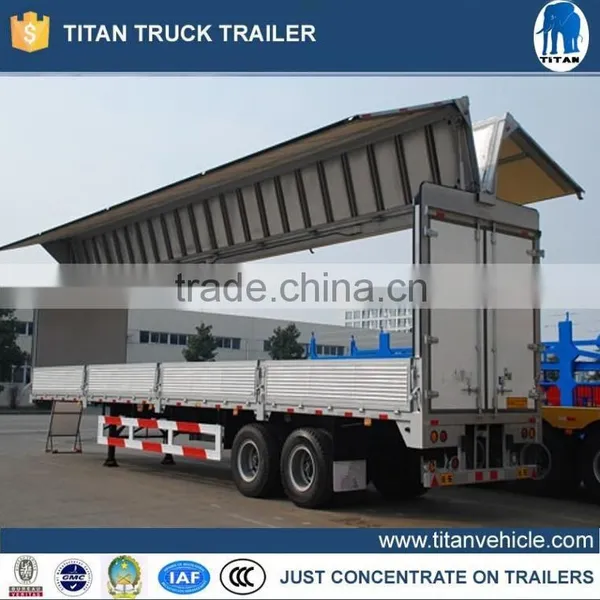 Cargo Box Semi Trailer , 3 / 2 Axles Wing Open Type Van Trailer