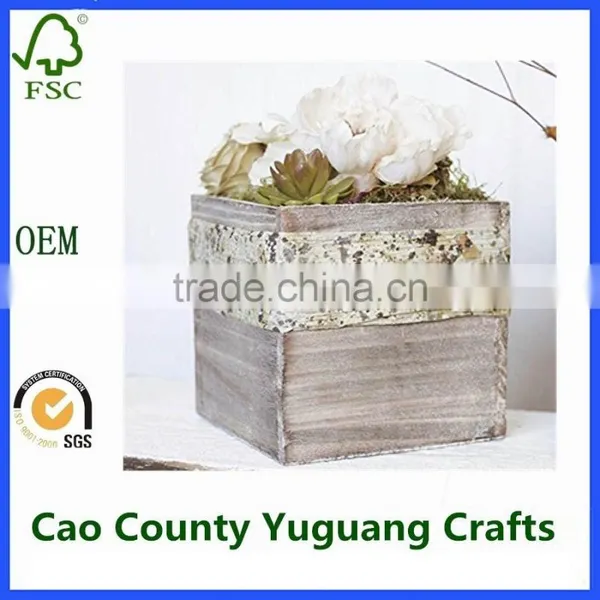 Yuguang Crafts Rustic Wooden Box for Flowers Wooden Planter Crates photo-3