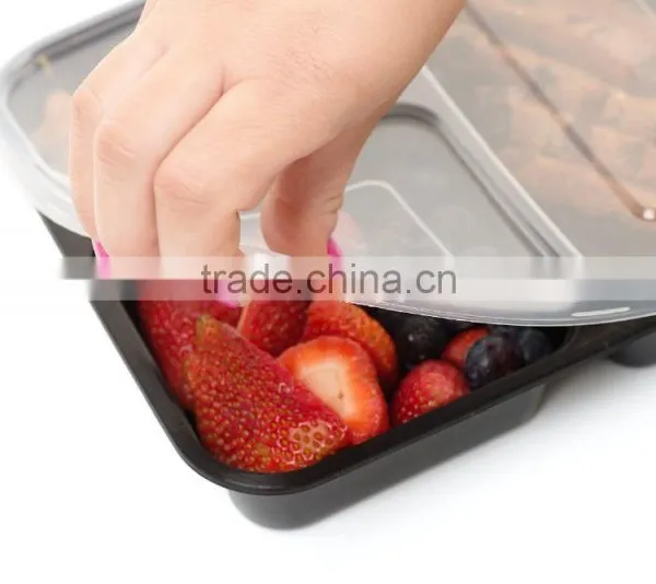 Microwave Safe Food Container Lid 3 Divided Plastic Lunch Box photo-3