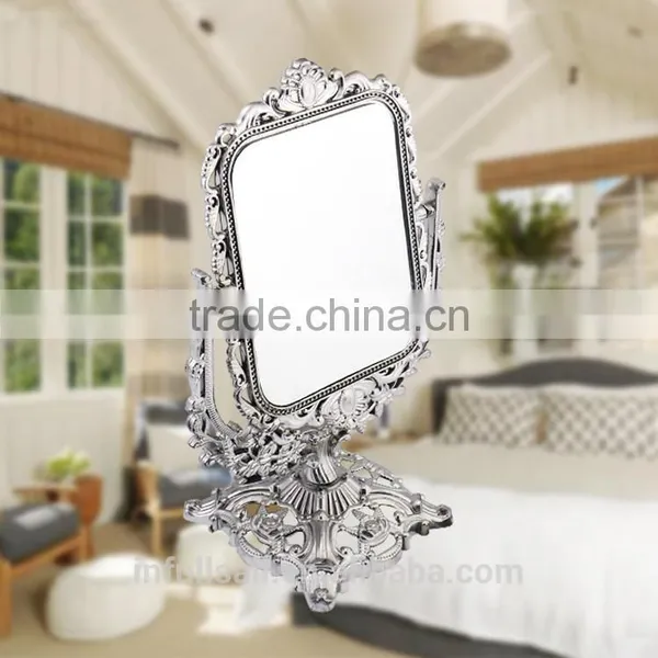 Plastic Double Sides Mirror Flower Frame High Quality Free Standing Table /desktop Mirror photo-2
