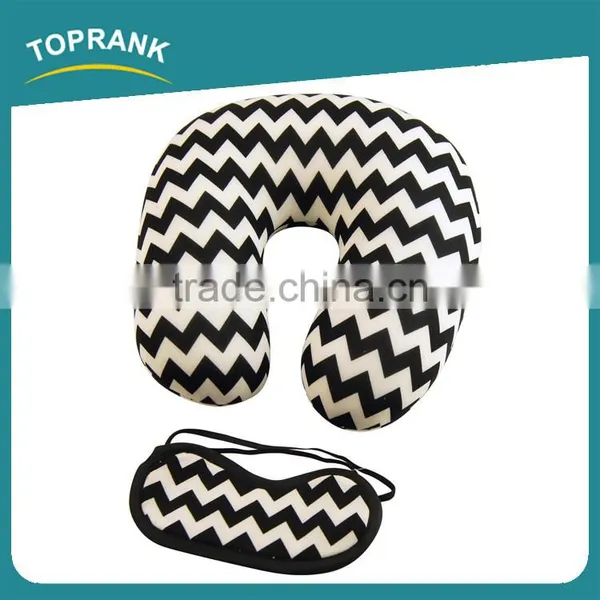 Toprank Colorful Stripes Printed Microbead Pillow And Eyemask Comfortable Neck Pillow Travel Set Sleeping Airline Travel Kit photo-2