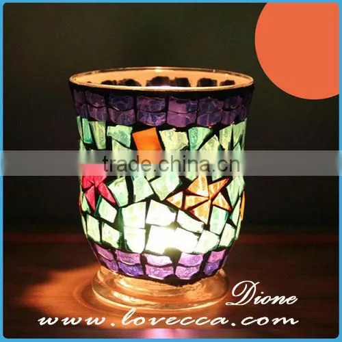 Handmade Glass Mosaic Candle Holder Goblet photo-4