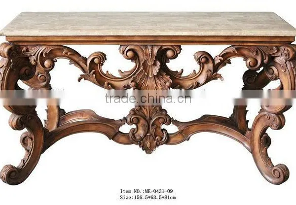 Arabic Living Room Furniture Hand-Carved Console Desk With Marble photo-3