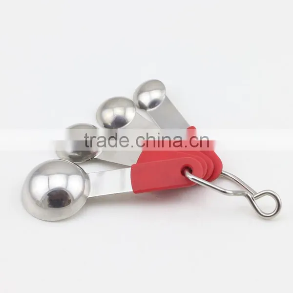4pcs Stainless Steel Mini Measuring Spoon Sets With Red Handle photo-5